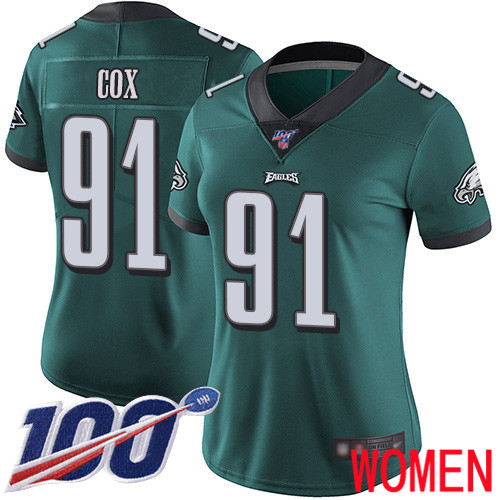 Women Philadelphia Eagles 91 Fletcher Cox Midnight Green Team Color Vapor Untouchable NFL Jersey Limited 3